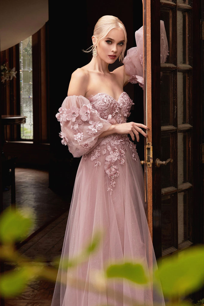 Vintage Sweet Princess Style Strapless Off Shoulder Prom & Evening Gown 3D Floral Appliqués Romantic Vibes Dress CDCD962 Sale