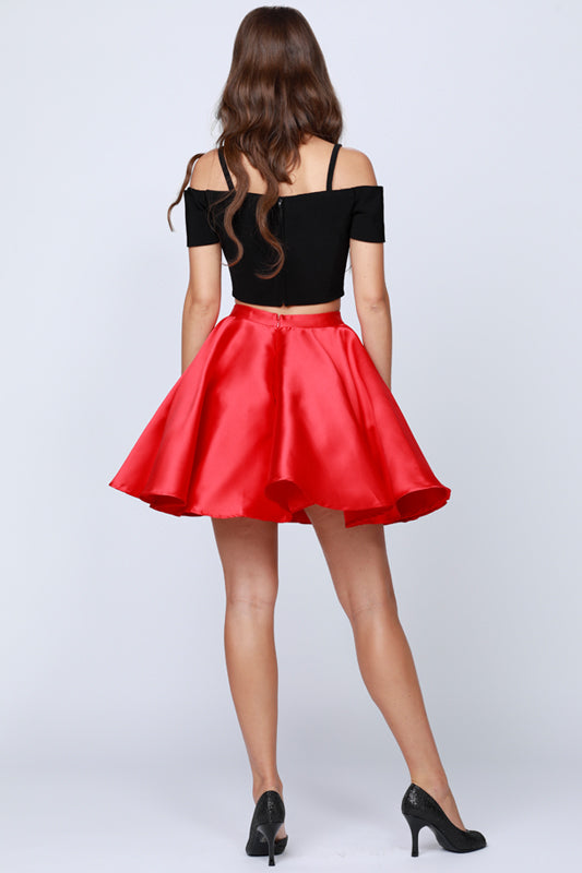 Two Piece Cold Shoulder Short Cocktail & Homecoming Dress JT809