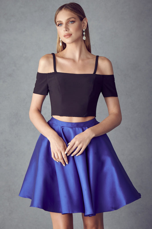 Two Piece Cold Shoulder Short Cocktail & Homecoming Dress JT809