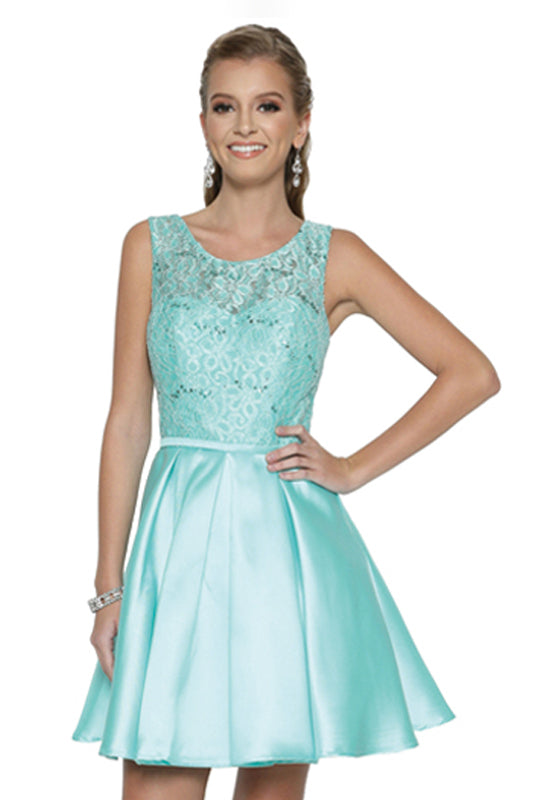 Lace & Sequin Bodice Short Cocktail & Homecoming Dress JT807