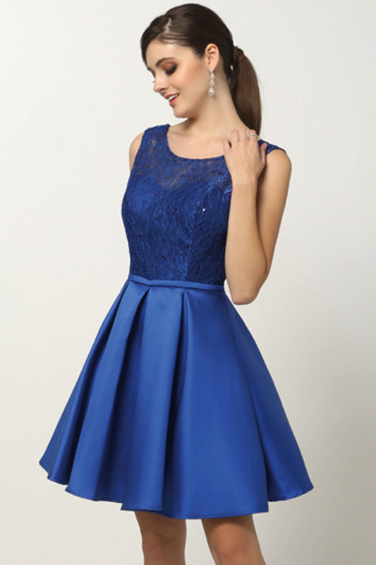 Lace & Sequin Bodice Short Cocktail & Homecoming Dress JT807