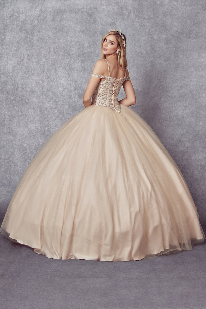 Off Shoulder Embroidered Lace Long Quinceanera Dress JT1426