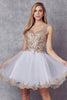Embroidered Lace Tulle Skirt Short Wedding Dress JT835W