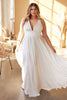 Plus Size Classic Soft a-line dress Curvy Bridal Dress Fitted Bodice Wedding Ceremony Gown Tender Skirt with High Leg Slit CD7469WW
