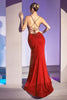 Sparkly Stretch Fitted Prom & Bridesmaid Gown Illusion V-Neck Strappy Open Back Bodice Mermaid Sensual Evening Dress CDCC2162