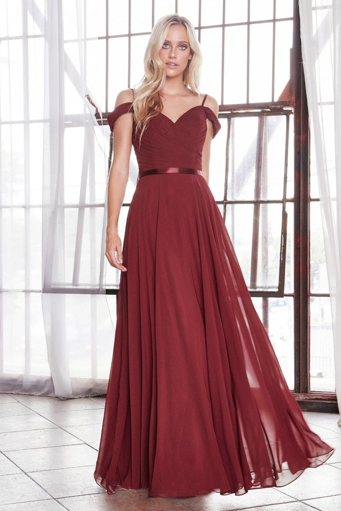 A-line Chiffon Prom & Bridesmaid Dress Classic Refind Silhouette Laced Corset Off Shoulder Fitted Bodice CDCD0156 Sale