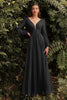 Long Sleeve Chiffon Prom & Ball Dress Modest Gown Gathered Fitted Bodice Sensual Open Back A-line Silhouette CDCD0192 Sale