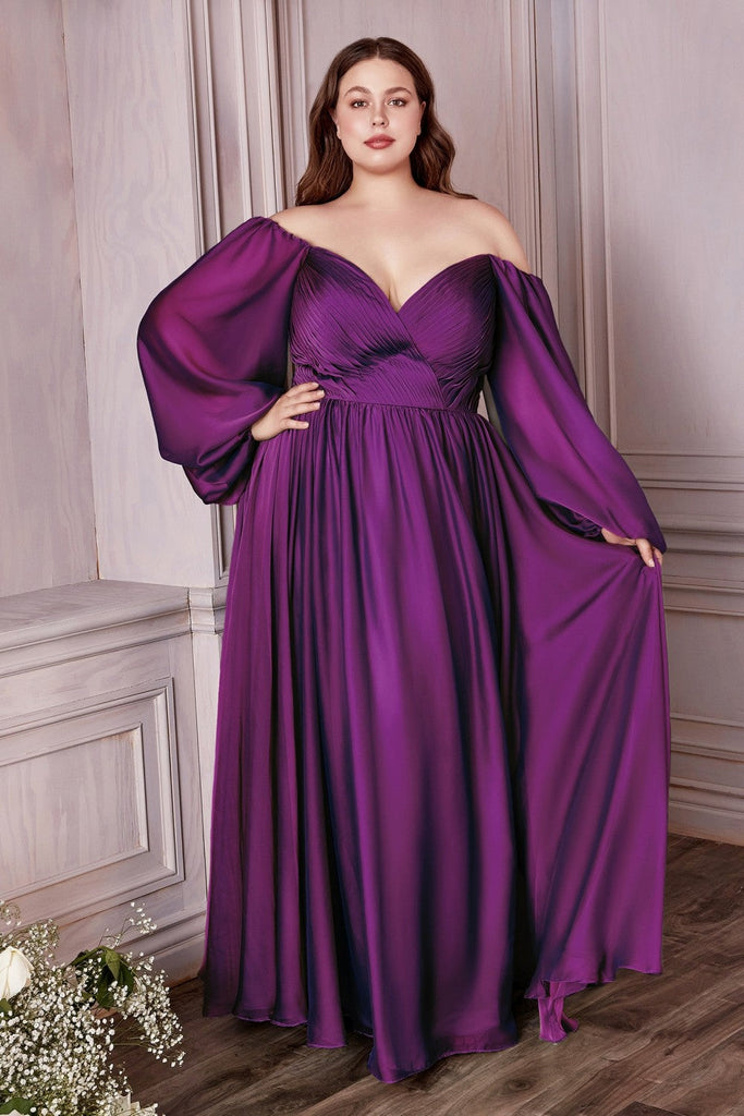 Classic Evening & Prom Dresses Long Sleeves Bodice A-line Chiffon Gown Plus Size Luxury Royal Style CDCD243C Sale