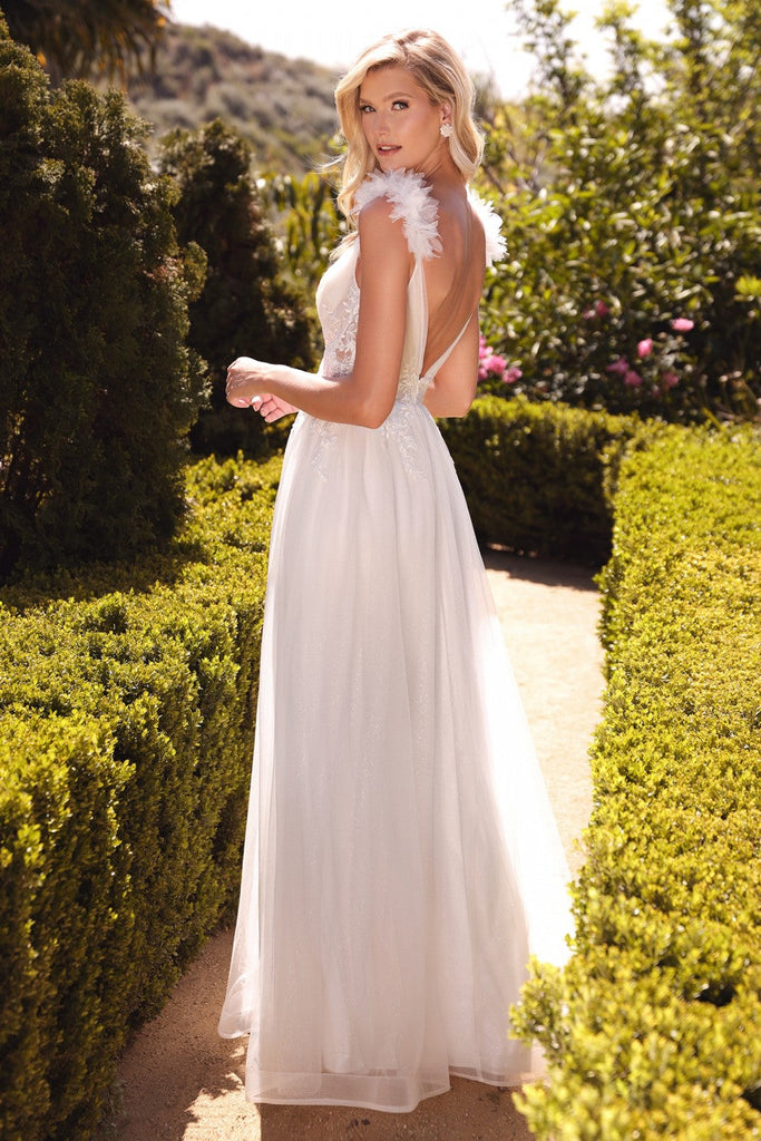 Bridal A-line Classic Gown Floral Appliqué Waistline Sensual V-neckline Backless Bodice Vintage Wedding Modern Bride CDCD971W Sale