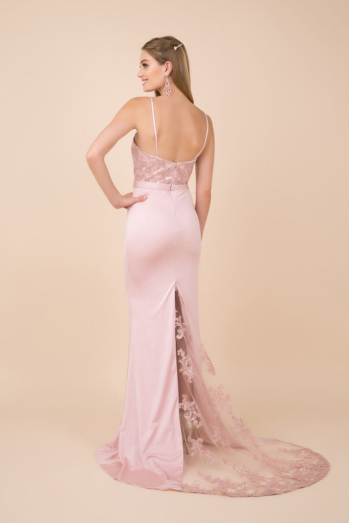Embroidered Bodice Long Evening & Bridesmaid Dress NXE276