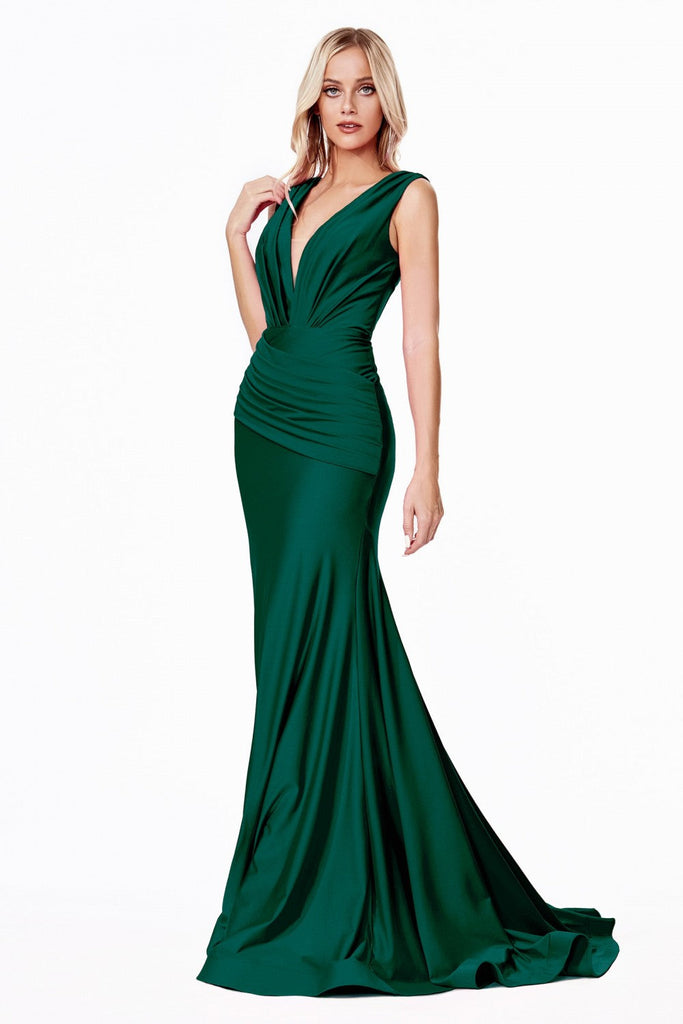 Stretch Jersey Evening Gown Formal Moder Mermaid Style Draped Bodice and Fitted Waist CDCD912 Sale