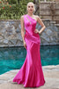 Satin Fitted One Shoulder dress Mermaid Style Prom & Bridesmaid Gown in Lush Colors Formal Evening Gala Flattering Sexy Gown CDCH164